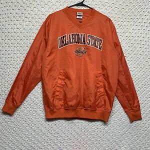 Red Oak Oklahoma State University Jacket Men's Small‎ Long Sleeve V-Neck Poly